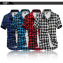 wholesale-summer classic plaid men’s short-sleeved shirts , casual cotton men’s shirts ,hipping by china post air mail,m-xxxl,