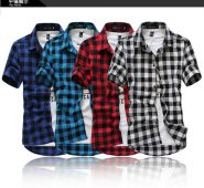 wholesale-summer classic plaid men’s short-sleeved shirts , casual cotton men’s shirts ,hipping by china post air mail,m-xxxl,