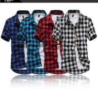 wholesale-summer classic plaid men’s short-sleeved shirts , casual cotton men’s shirts ,hipping by china post air mail,m-xxxl,