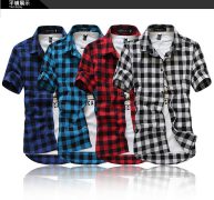 wholesale-summer classic plaid men’s short-sleeved shirts , casual cotton men’s shirts ,hipping by china post air mail,m-xxxl,