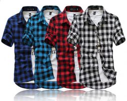 wholesale-summer classic plaid men’s short-sleeved shirts , casual cotton men’s shirts ,hipping by china post air mail,m-xxxl,