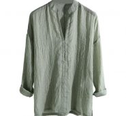 womail men cotton shirt long sleeve men’s causal shirt breathable long sleeve loose solid color v-neck casual men