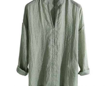 womail men cotton shirt long sleeve men’s causal shirt breathable long sleeve loose solid color v-neck casual men