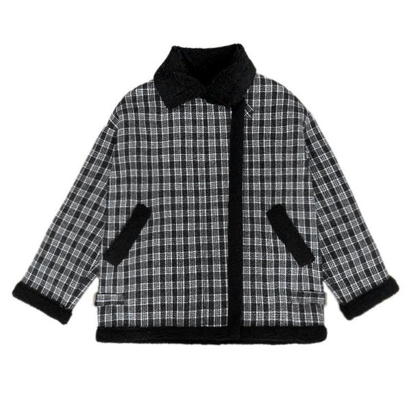 women's jackets mooirue winter women plaid pattern thickened lamb coat korean spring warm fur jacket locomotive wear