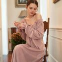 women’s sleepwear winter nightgown night wear sleep simple style trqr