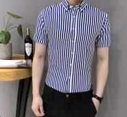 yasuguoji new men formal shirts short sleeve mens dress shirts men slim fit work vertical striped for