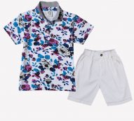 Ericdress Fashionable Print Shirt Knee Length Pants 2-Pcs Boys Suit