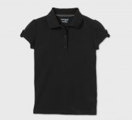 Girls’ Short Sleeve Interlock Uniform Polo Shirt – Cat & Jack Black XS