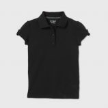 Girls’ Short Sleeve Interlock Uniform Polo Shirt – Cat & Jack Black XS