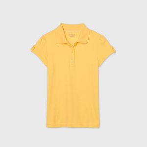Girls' Short Sleeve Interlock Uniform Polo Shirt - Cat & Jack Yellow XS