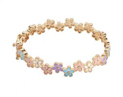 Junior Jewels Brass Flower Bangle Bracelet – Kids, Girl’s, Multicolor