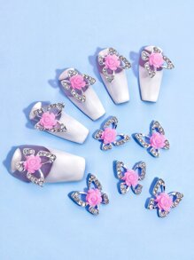 10pcs Butterfly Rhinestone Nail Art Decoration