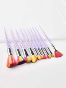 10pcs Spiral Handle Makeup Brush Set