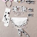 11pack Cow Print Ruffle Trim Costume Set