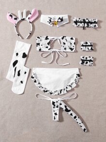 11pack Cow Print Ruffle Trim Costume Set