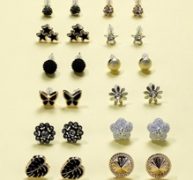 12pairs Rhinestone Detail Stud Earrings Set