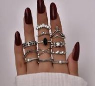 12pcs Rhinestone Decor Ring