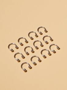 12pcs Round Ball Decor Nose Ring