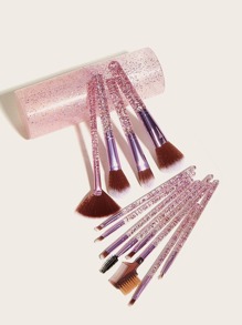 12pcs Soft Makeup Brush With Glitter Brush Case