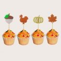 12pcs Thanksgiving Day Decorative Cake Topper