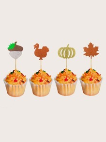 12pcs Thanksgiving Day Decorative Cake Topper