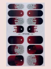 14pcs Halloween Nail Art Sticker & 1pc Nail File