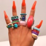 16pcs Gemstone Decor Ring