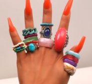16pcs Gemstone Decor Ring