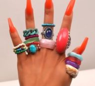 16pcs Gemstone Decor Ring