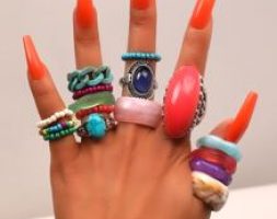 16pcs Gemstone Decor Ring