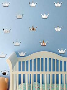 18pcs Crown Shaped Mirror Surface Wall Sticker