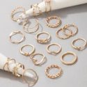 18pcs Faux Pearl & Rhinestone Ring Set