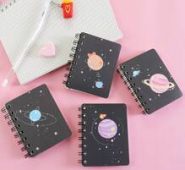 1pack Planet Print Cover Spiral Random Notebook