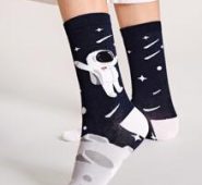 1pair Astronaut Pattern Socks
