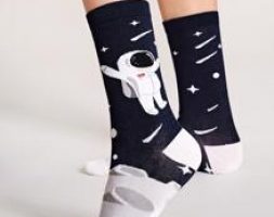 1pair Astronaut Pattern Socks