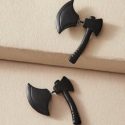 1pair Axe Design Double Stud Earrings