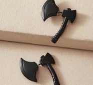 1pair Axe Design Double Stud Earrings