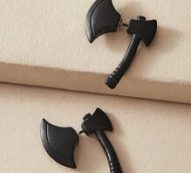 1pair Axe Design Double Stud Earrings