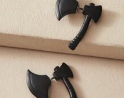 1pair Axe Design Double Stud Earrings