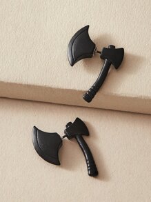 1pair Axe Design Double Stud Earrings