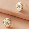 1pair Bee Decor Round Stud Earrings