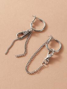 1pair Chain Decor Earrings