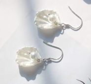 1pair Faux Pearl Decor Shell Design Drop Earrings