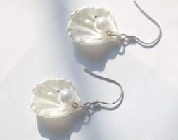 1pair Faux Pearl Decor Shell Design Drop Earrings