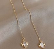 1pair Fish Detail Thread Ear Pin