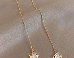 1pair Fish Detail Thread Ear Pin