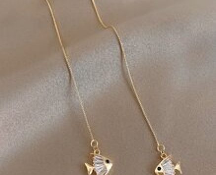 1pair Fish Detail Thread Ear Pin