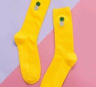 1pair Fruit Embroidery Crew Socks