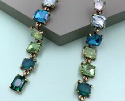 1pair Gemstone Decor Drop Earrings