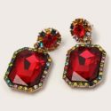 1pair Gemstone Decor Geometric Drop Earrings